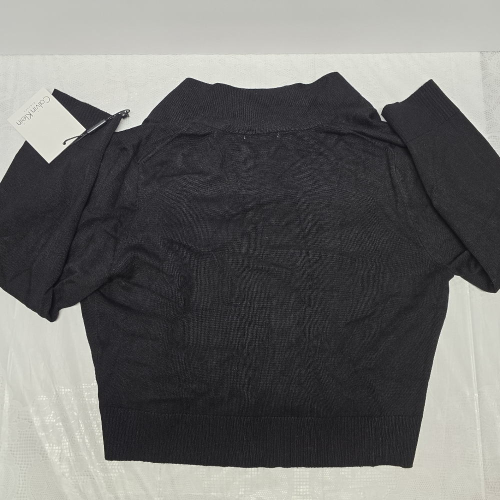 NWT Calvin Klein Black Cropped Cardigan - Picture 7 of 10